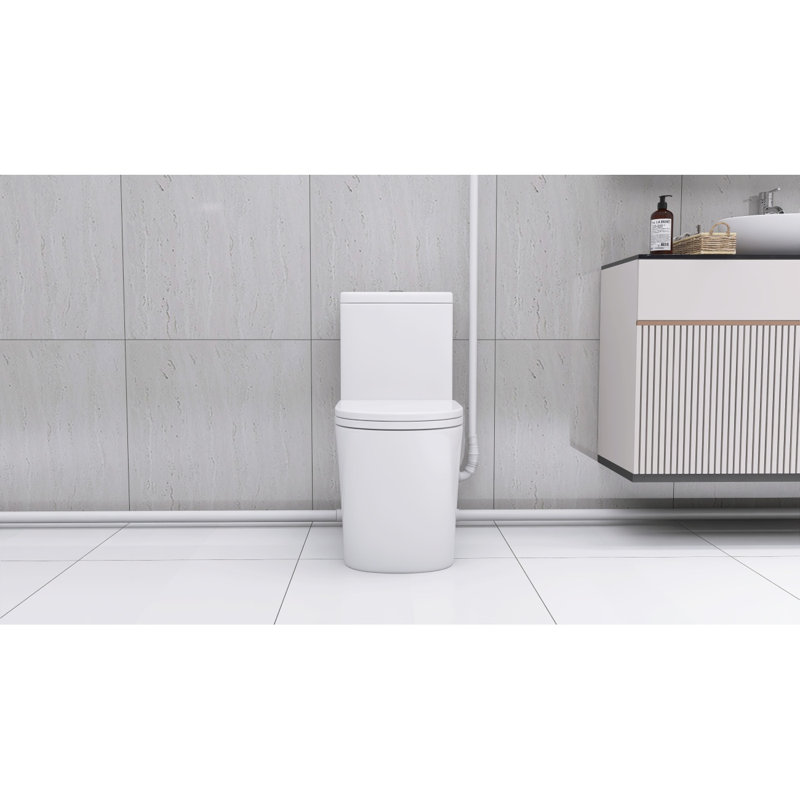 Upflush Toilet For Basement, 600W Macerating Toilet System With Powerful Dual Flush, Elongated 17.25 ADA Comfort, Softclose Seat, 3 Water Inlets Connect To Sink, Shower, White