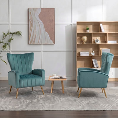 Metal-Legged Velvet Armchair