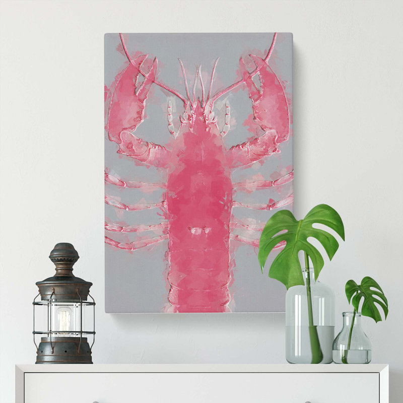The Pink Lobster in Abstract - Wrapped Canvas, 76cm H x 50cm W x 3cm D