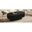 Table basse ovale élégante de style campagnard, 123 cm de large, plateau de 27 cm d'épaisseur, table d'appoint tambour moderne couleur crème, table centrale minimaliste cannelée avec base robuste pour salon, montage facile-1069223447