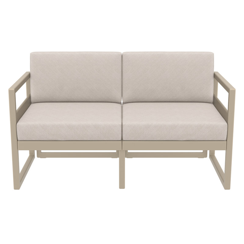 Causeuse d'extérieur Lane avec coussins Sunbrella, Taupe, Toile lin Sunbrella®