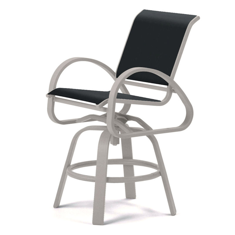Tabouret de bar Holna, Neige texturée, Noir 5D Sunbrella®