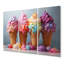 «Food Ice Cream Pointillism II» sur métal, impression de 3 pièces