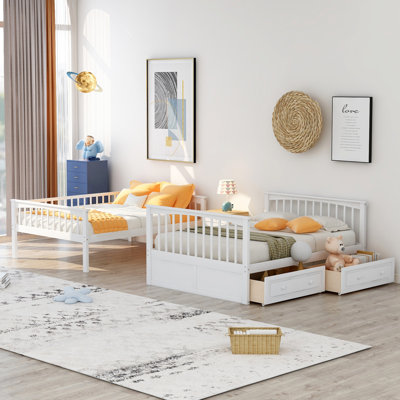Lit superposé double au-dessus de double avec tiroirs, conception convertible pour une vie polyvalente et peu encombrante, blanc