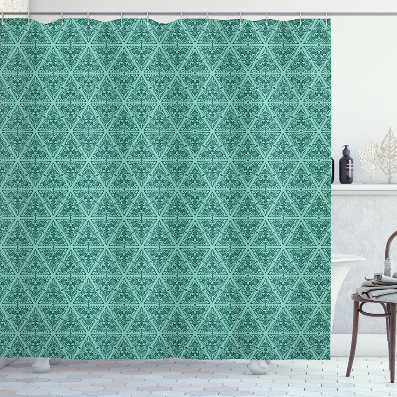 Ensemble de rideau de douche + crochets, H 69 po x l 75 po, Vert trèfle