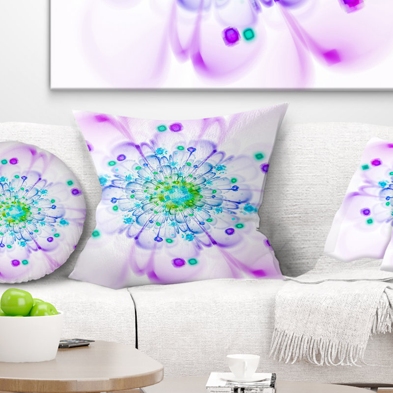 Coussin floral simple fractal, 16 po x 1 po, Coussin décoratif