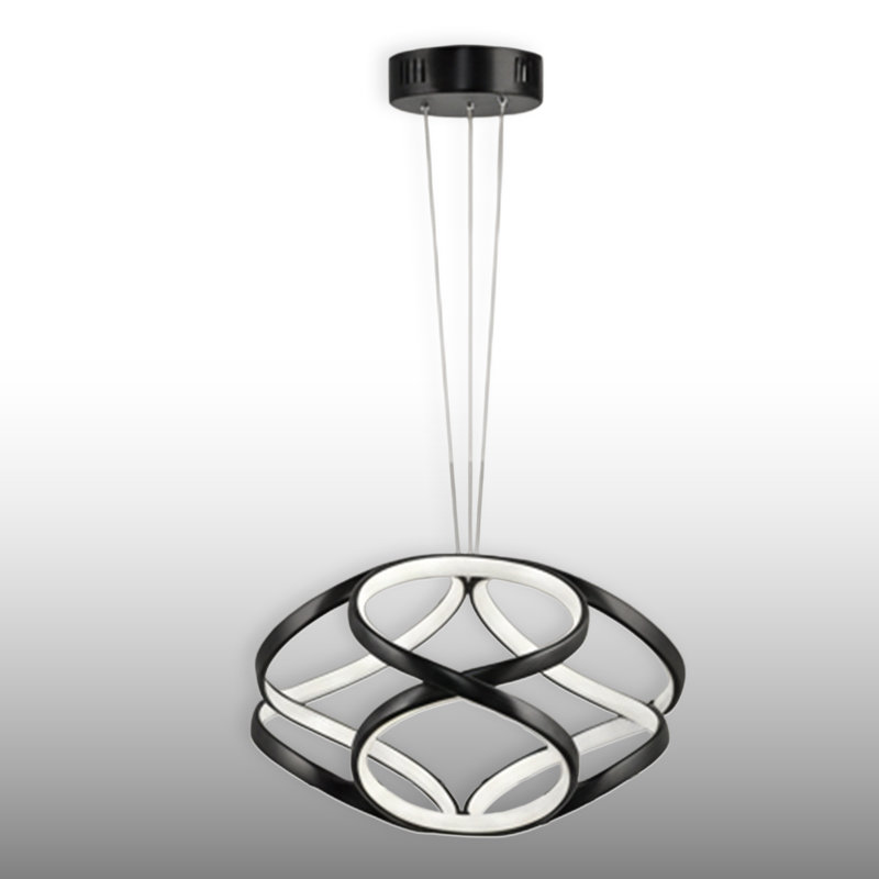 Lustre géométrique moderne à DEL - finition noir / blanc, 4000 Kelvins, Noir