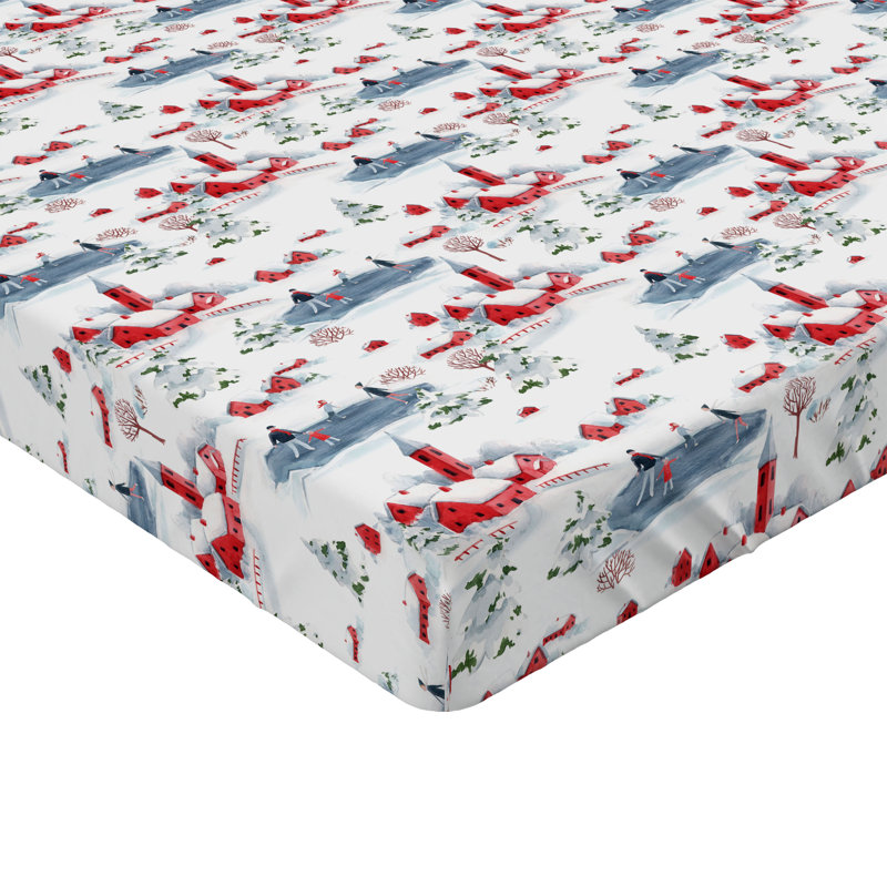 Drap-housse Ambesonne Winter Happy Family, Drap-housse de taille simple