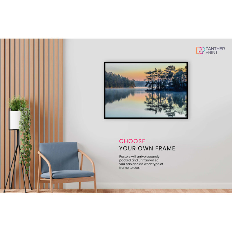 Sunrise On A Peaceful Lake - No Frame Print, 61cm H x 91cm W