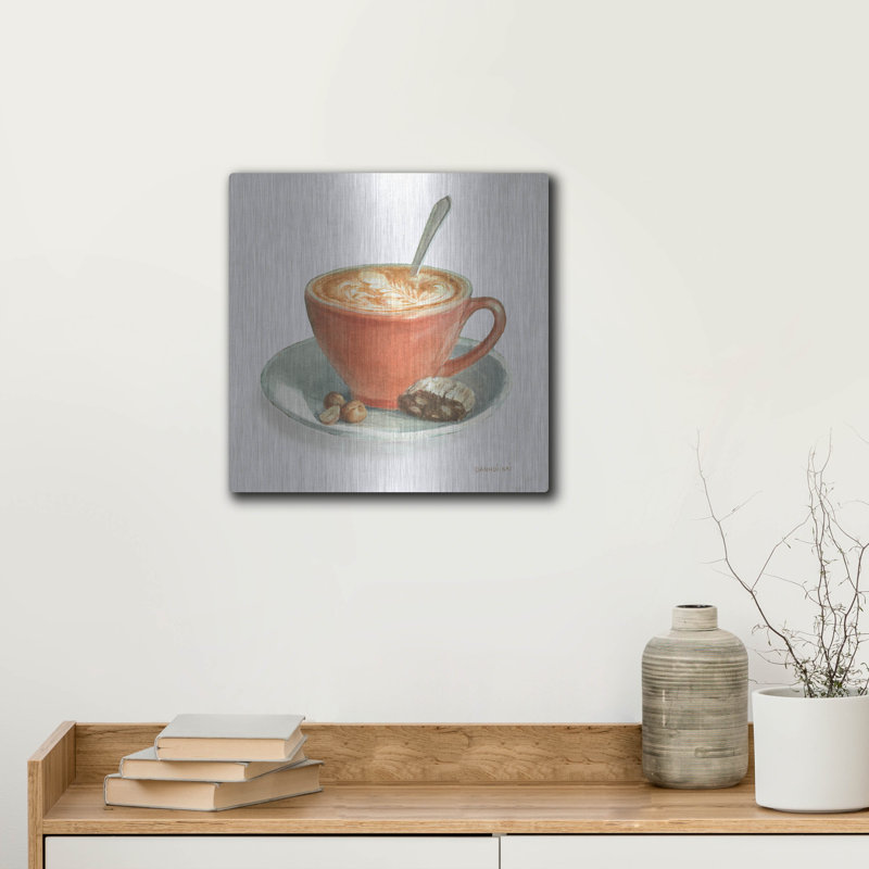 Art mural en métal «Wake Me Up Coffee 3 Linen» par Danhui Nai