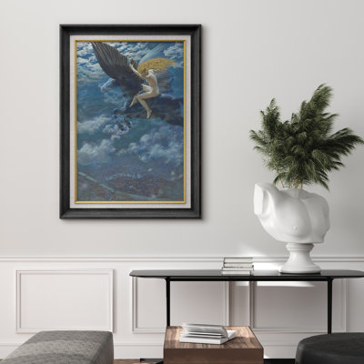 Winged Horse and Rider Night Sky Artwork, Surreal Pegasus Flight Pictures, Framed Canvas Giclee Print Wall Art