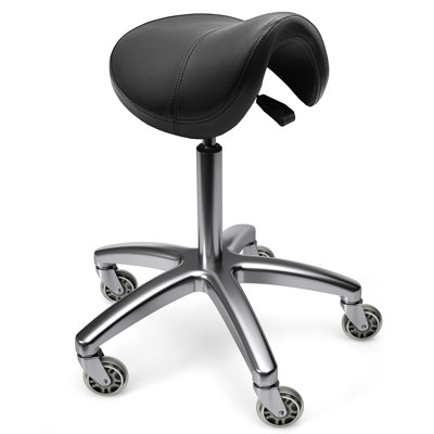 Tabouret ergonomique avec siège rembourré, hauteur réglable, roues robustes