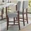 Ensemble de 4 tabourets de bar Mid-Century modernes de 40,4 po avec dossier, tabourets de bar rembourrés en lin avec pieds en bois massif pour la salle à manger de l'îlot de cuisine, gris (chaises 4 pièces)
