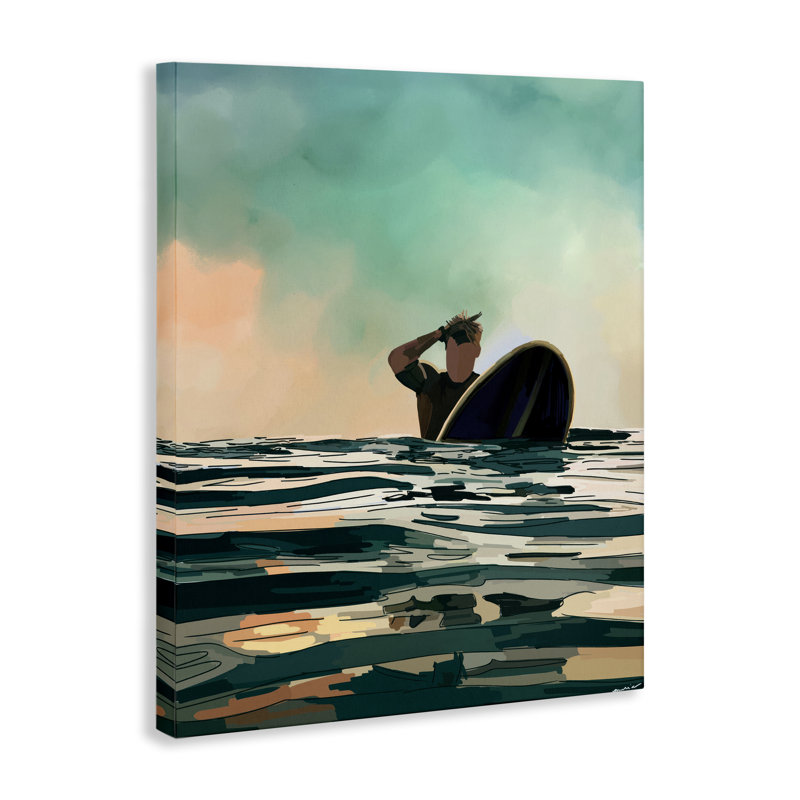 «Surfer with Ocean Reflection» par Amelia Noyes, H 40 po x l 30 po