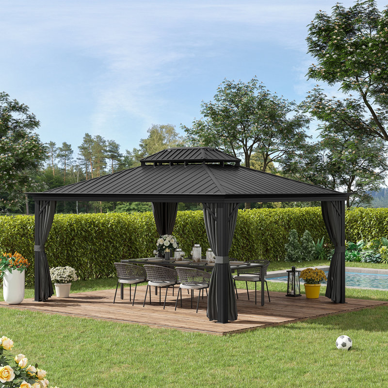 15,5 pi L 12 pi. D Pavillon de jardin en acier