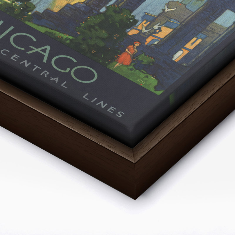 Chicago, Michigan Avenue, Canvas, 11"H x 14"W, Brown Framed