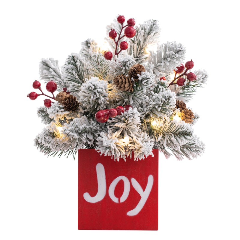 JOY Frosted Greenery Decoration with Timer