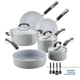 Eco Advantage Ceramic Nonstick Cookware Pots and Pans Set with Cooking Tools, 13 Piece