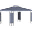 Auvent pour pavillon de jardin 10 po x 13 pi avec double toit, structure en acier, gris