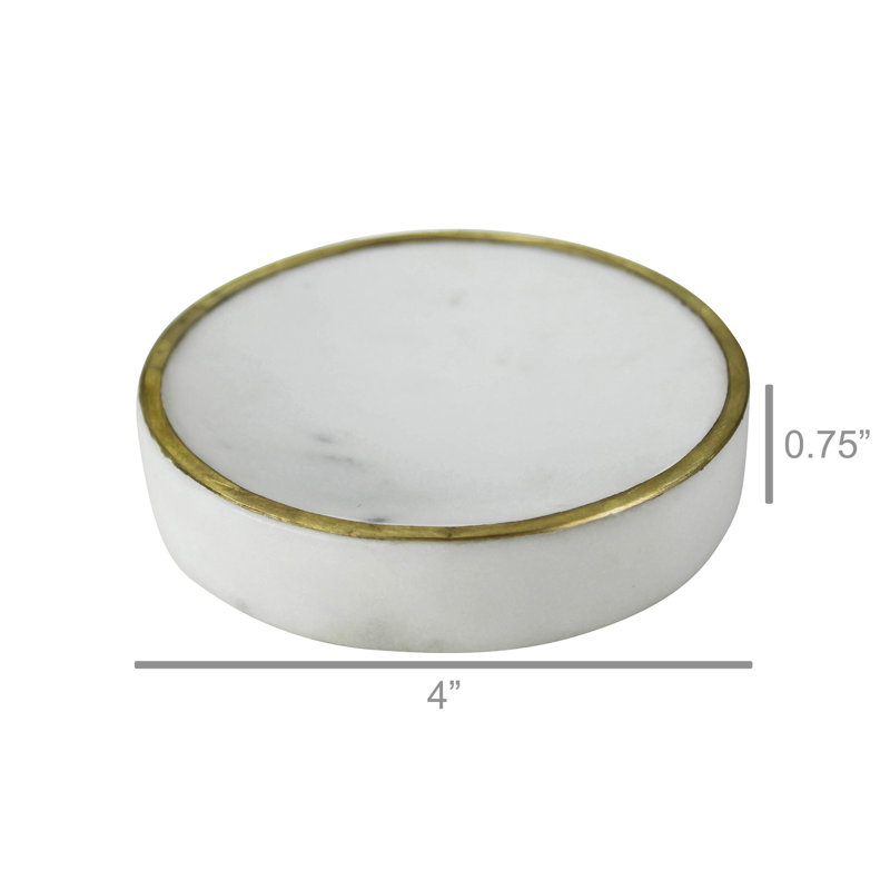 Harvi Brass Rim Marble Soap Dish