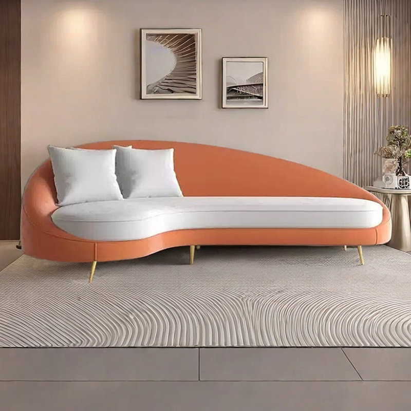 Canapé-lit Curved, Orange / gris clair, Orienté à gauche (vu de face)
