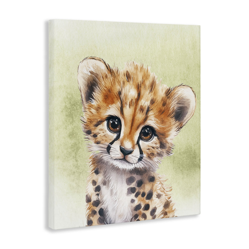 «Jungle Friends Baby Cheetah», conception par Christine Simpson Art, H 30 po x l 24 po