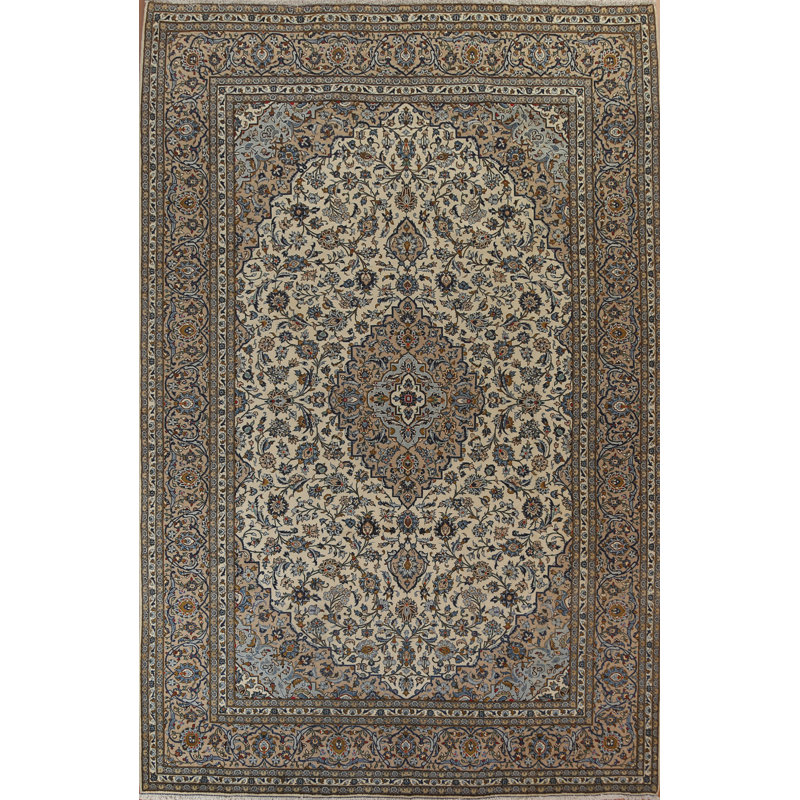 Tapis unique en laine noué à la main de style années 1970 de 9 pi 6 po x 13 pi 3 po Sirley