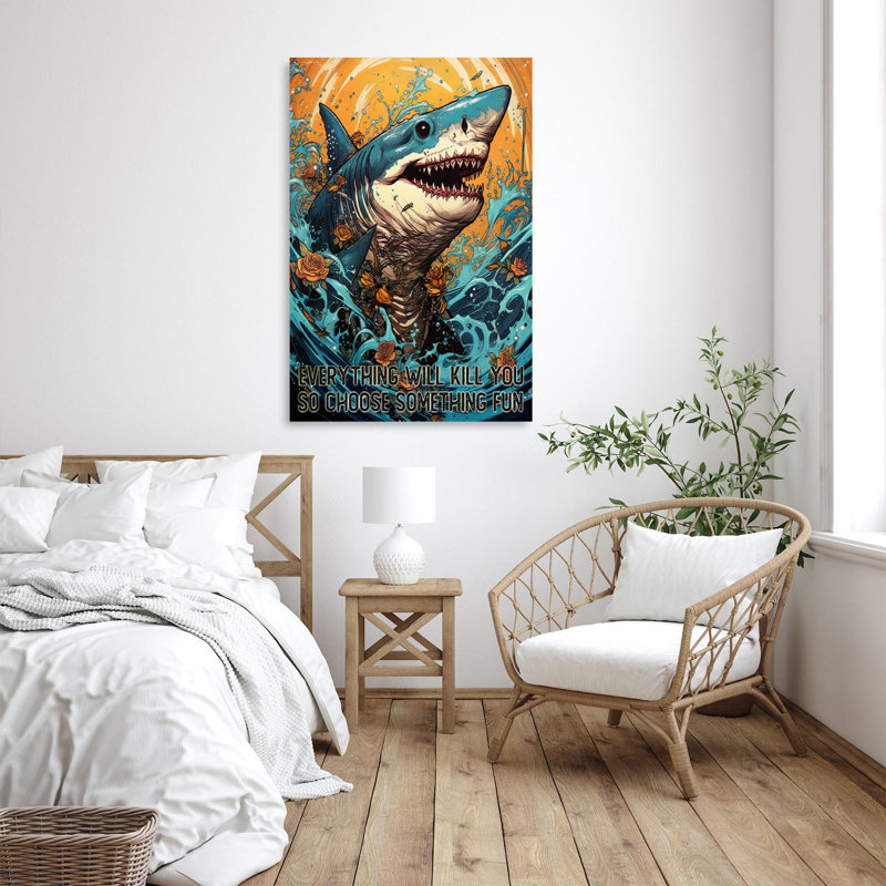" Shark Choose Something Fun ", 20" H x 16" W x 1.25" D