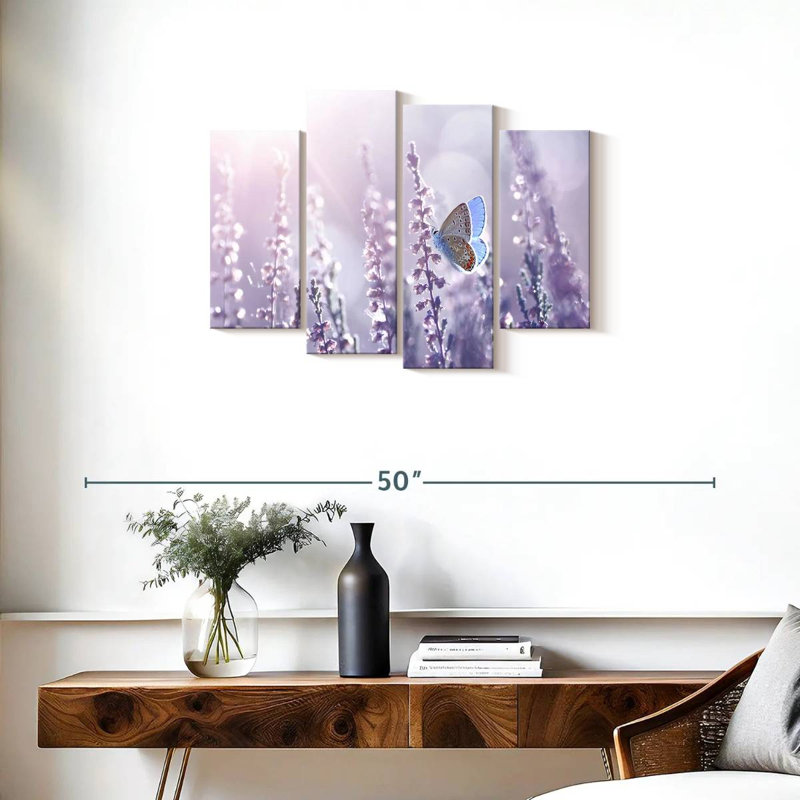 Lavender Flower Wall Art Multi Piece Canvas Print, H 22 po x l 36 po x P 1 po