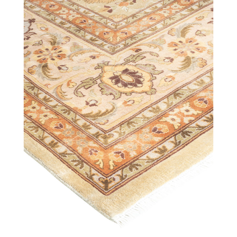 One-of-a-Kind Hayner Hand-Knotted 9' x 12'3" Area Rug in Ivory/Rust/Olive