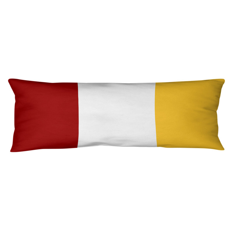 Oreiller de corps en polyester / polyester Arizona Football Stripes, Blanc / jaune, Adrienne 