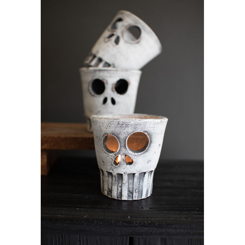  Vases d'Halloween en forme de crâne - ensemble de 3 pots décoratifs effrayants de 4 po de hauteur