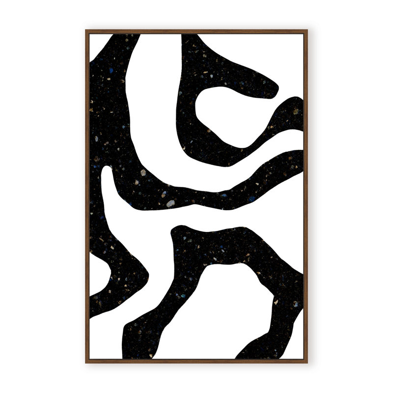Abstract Black Gems by  - Picture Frame Painting on Paper, 48" H x 32" W x 1.125" D, Black, Framed Print