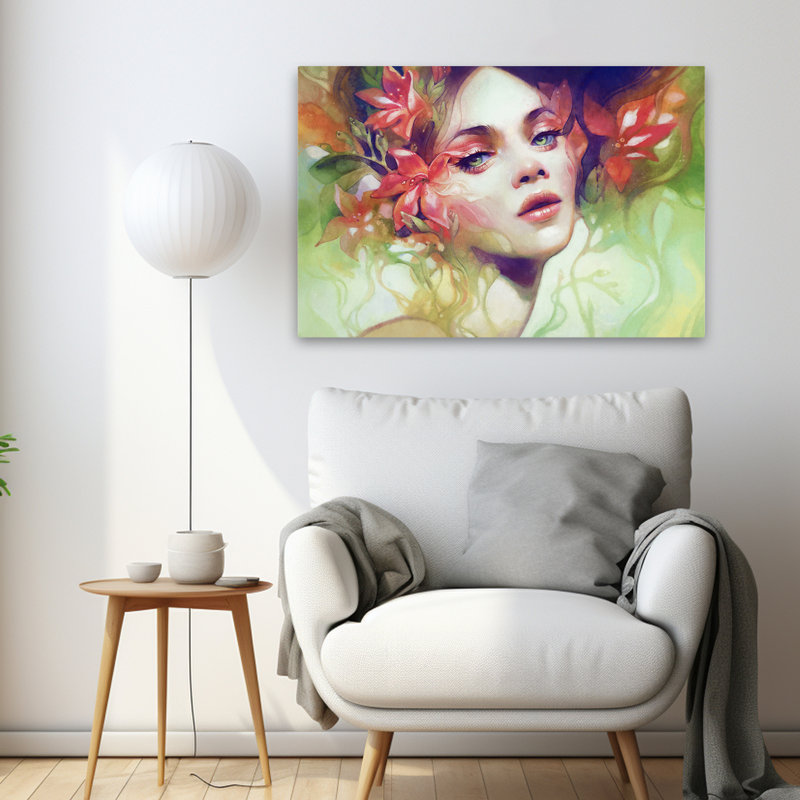 August - Figuratif urbain, pop surréalisme fantaisiste, art floral, H 24 po x l 36 po