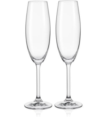 Ensemble de verres à champagne Bohemia Crystal Flutes - 7,4 oz / 220 ml - Verres à vin pétillants transparents de la collection Gastro - 2 pièces