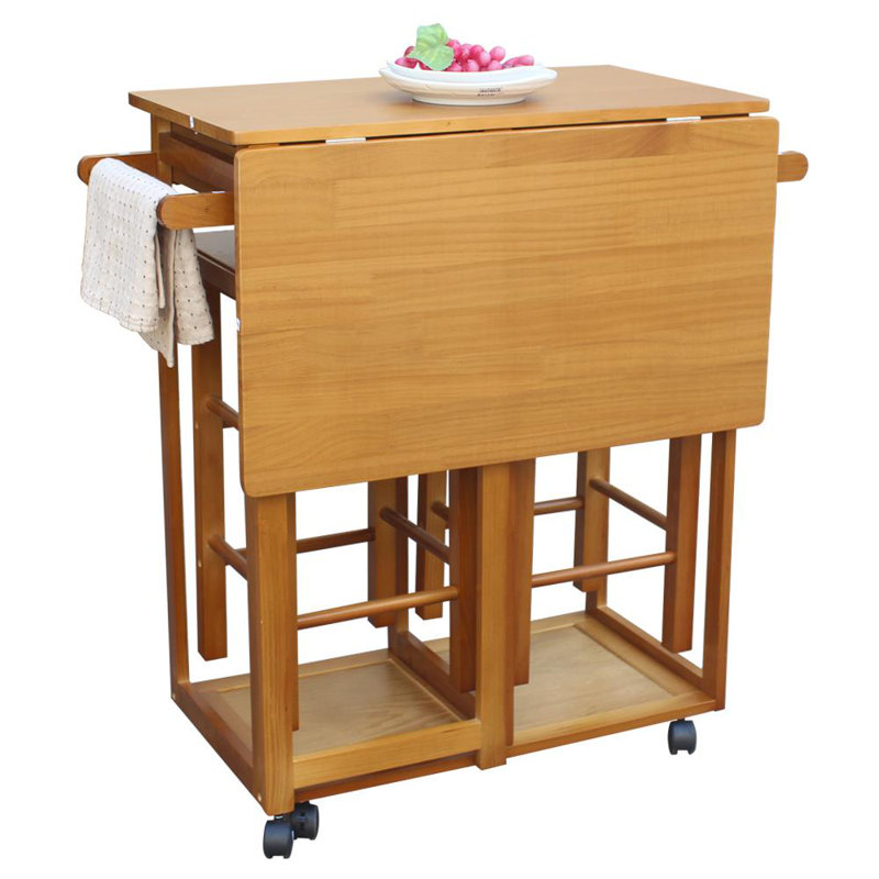 Laudalino Wood Kitchen Island Set, Brown