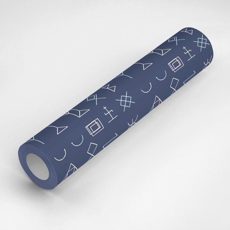 Panneau de papier peint autocollant L 10 pi x l 25 po Symbols, Navy/Pink/White