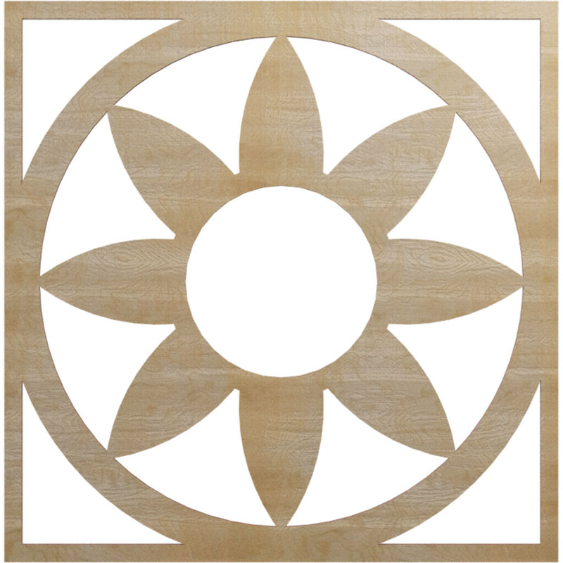 Médaillon de plafond en bois Blume, Noyer blanc, H 30 po x l 30 po x P 0,38 po