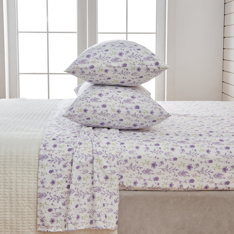 Lavender Floral Twin Microfiber Sheet Set
