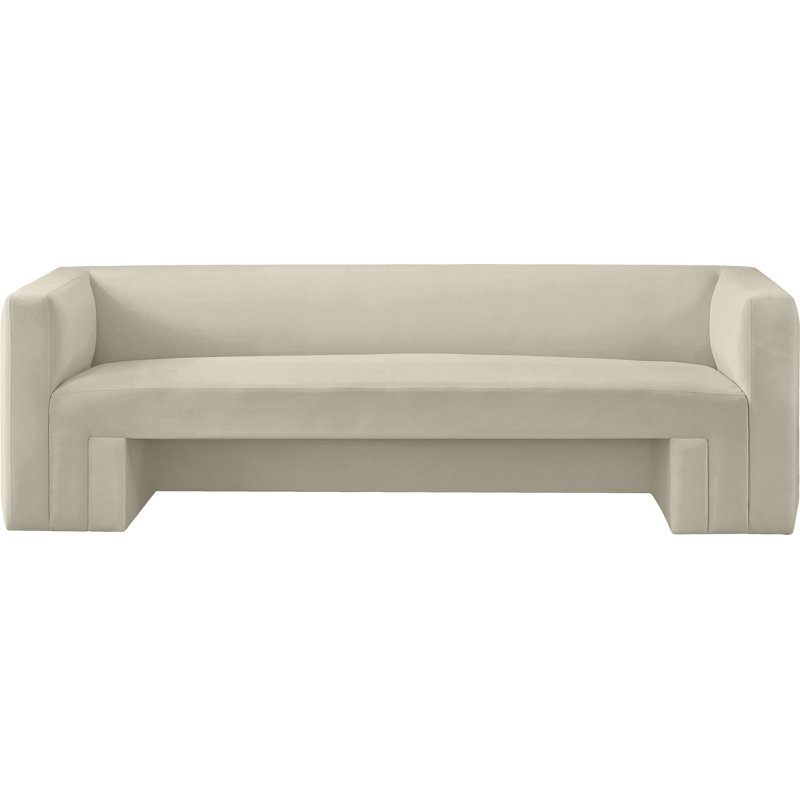 Henson 89.5" Velvet Square Arm Sofa, Cream Velvet