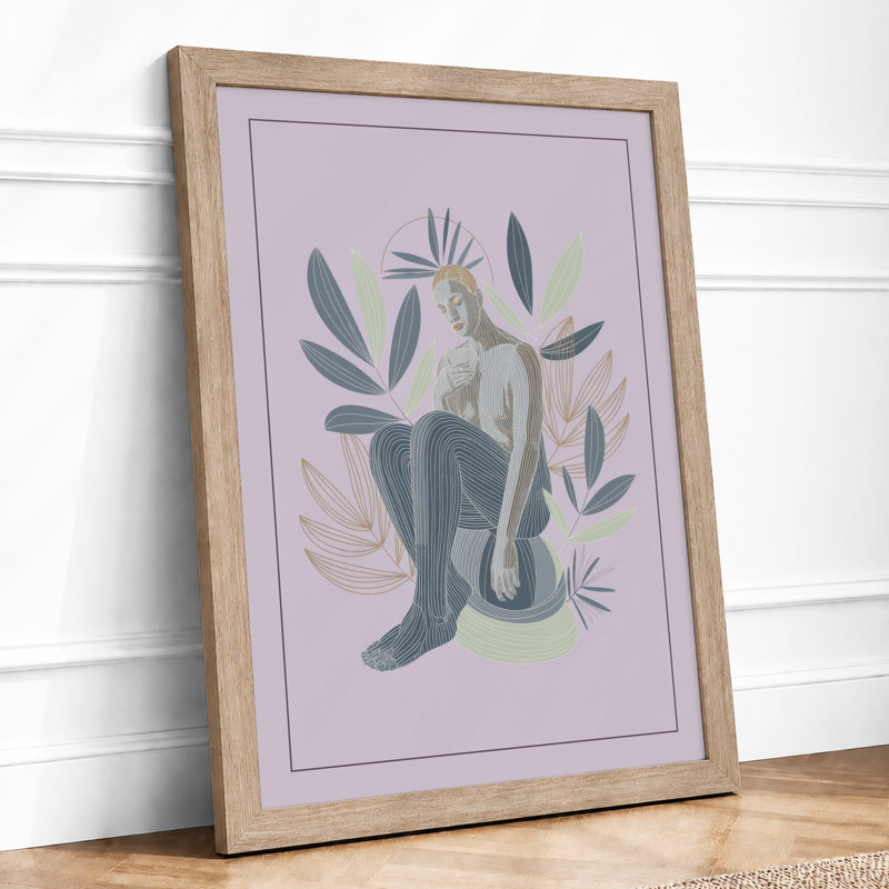 Musician Among Blossoms Boho 1 Piece Single Picture Frame Wall Art, A3 - 42.0 x 29.7 cm, Oak