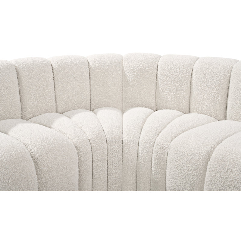 Hiten Upholstered Curved Sectional Reversible, Cream Boucle Fabric
