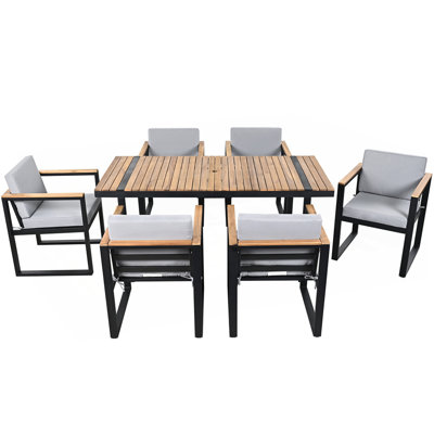 7 Pieces Outdoor Dining Set Patio Dining Table and Chair Set