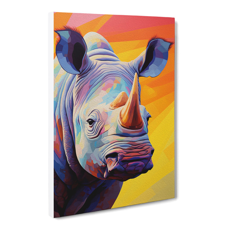 Rhino Colour Field - No Frame Print, 50cm H x 35cm W x 3cm D