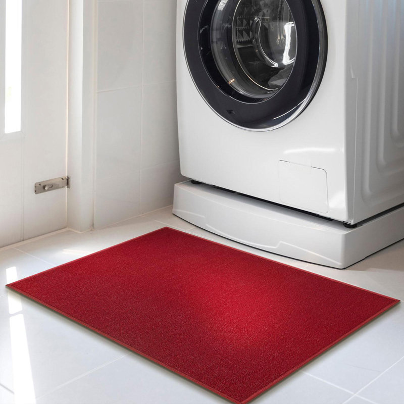 Ottohome Red Entryway Mat, Rectangle 2'3" x 3', Red