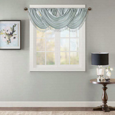 Faux Silk Waterfall Embellished Valance 38X46"