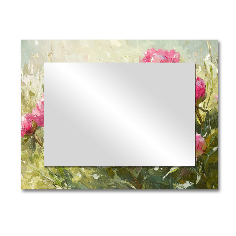 Peonies By The Spring Field II - Floral Decorative Mirror Wall Art - Printed On Metal, 30" x 40"