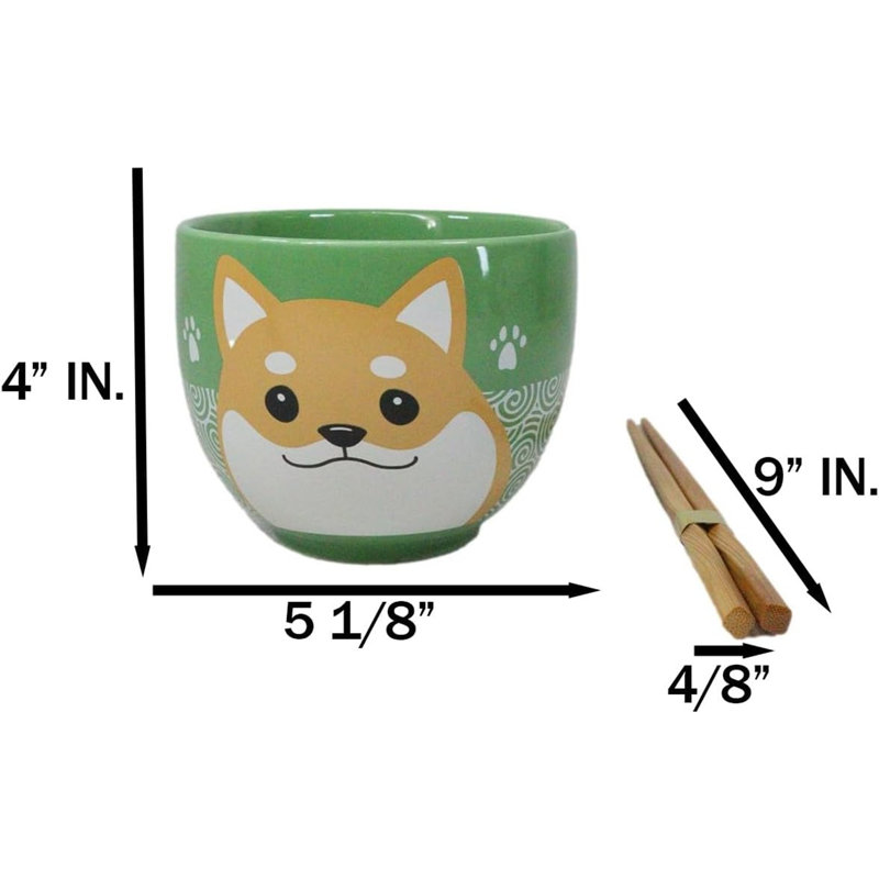 Ensemble de bol à soupe japonais avec chien Shiba Inu, Donburi Ramen