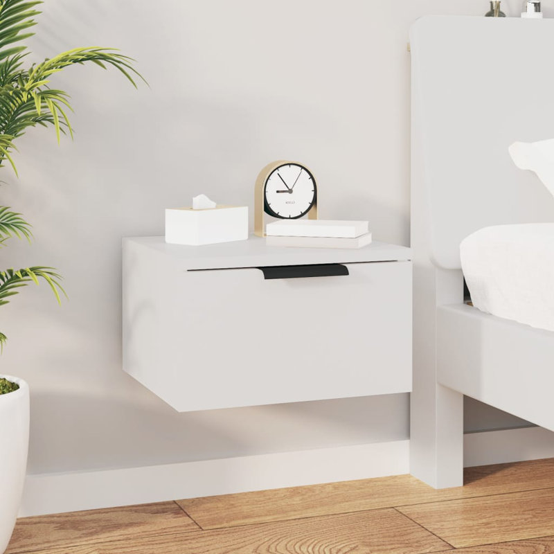 Wall-mounted Bedside Cabinets Bedroom Floating Nightstand Wall Cabinet, White, Individual