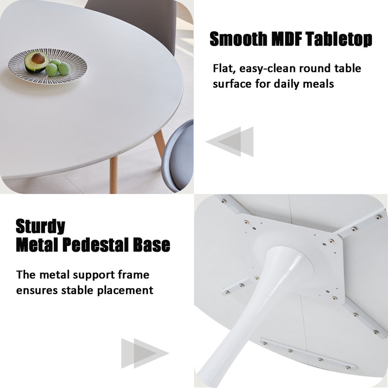 Metal Base Dining Table, White